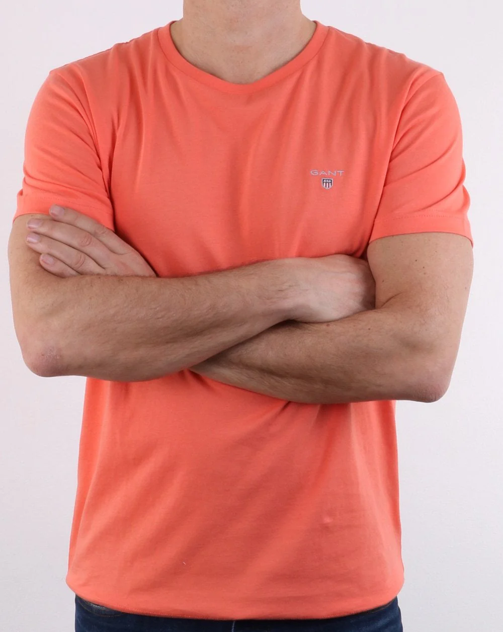 Gant Solid Crew Neck T Shirt Coral - Image 3