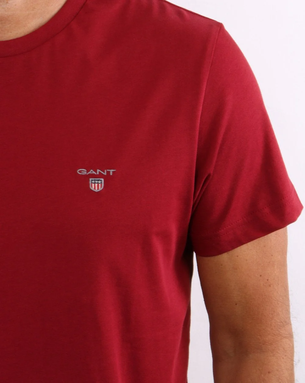 Gant Solid Crew Neck T Shirt Mahogany Red - Image 2