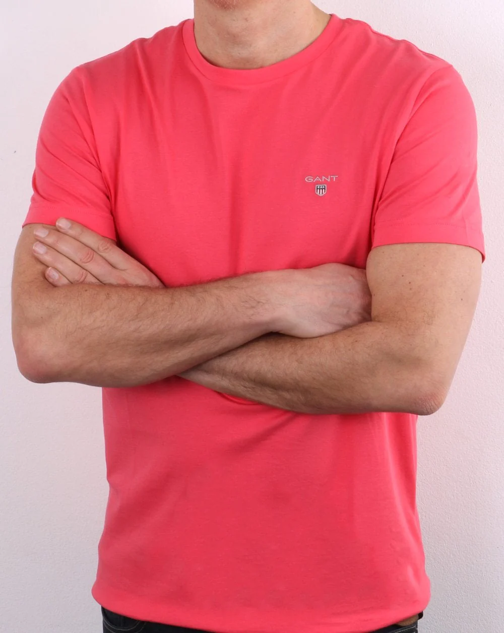 Gant Solid Crew Neck T Shirt Paradise Pink - Image 2