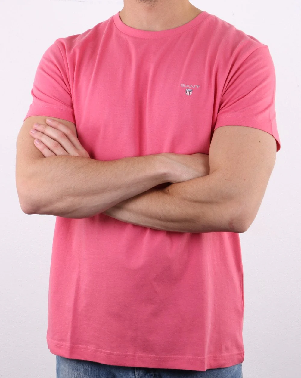 Gant Solid Crew Neck T Shirt Rapture Rose - Image 3