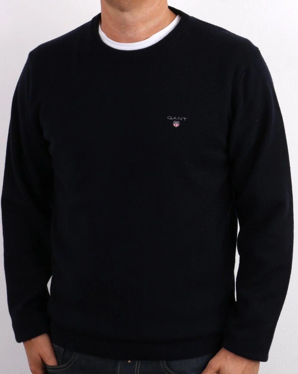 Gant Superfine Lambswool Crew Neck Navy - Image 2
