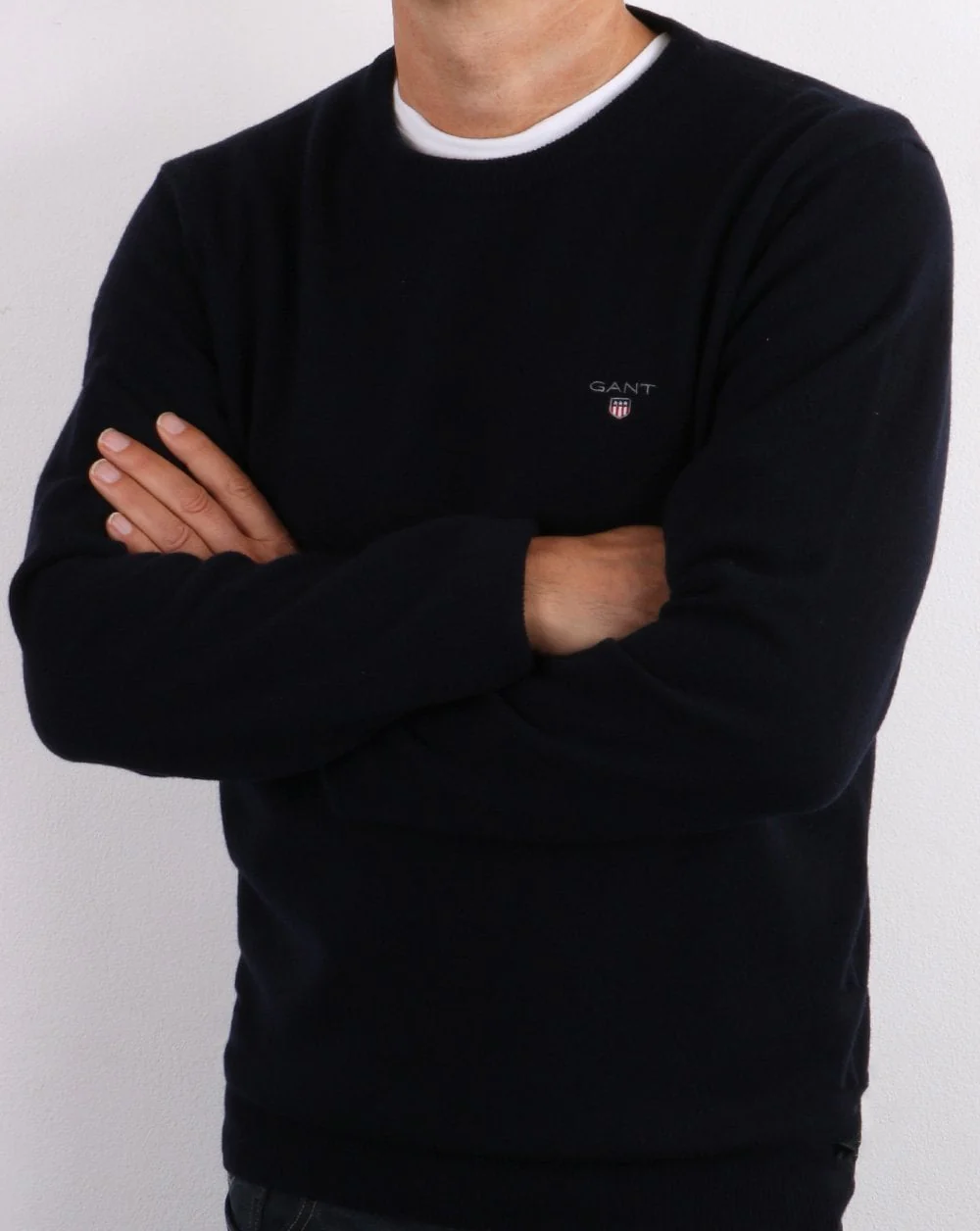 Gant Superfine Lambswool Crew Neck Navy - Image 3
