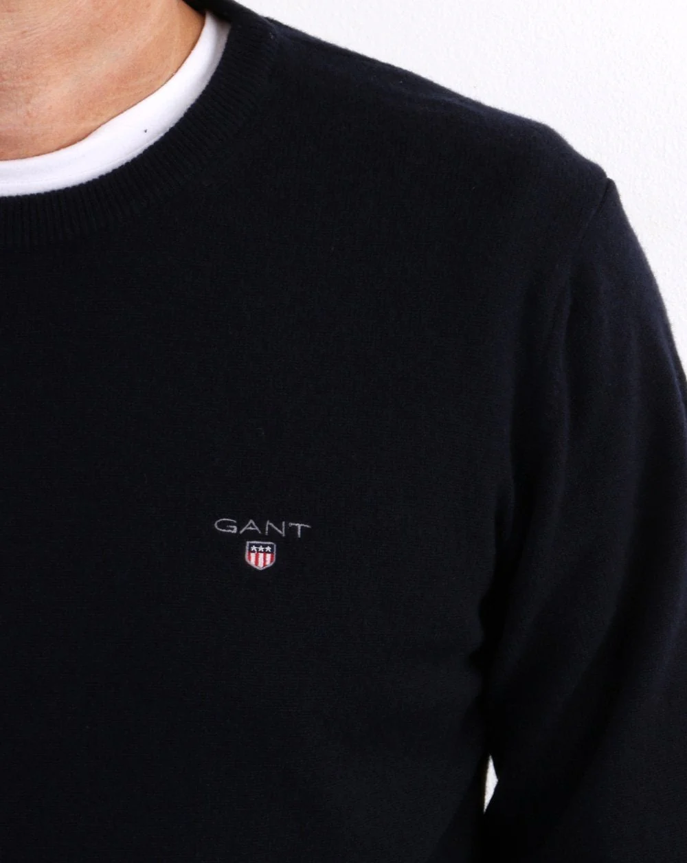 Gant Superfine Lambswool Crew Neck Navy - Image 4