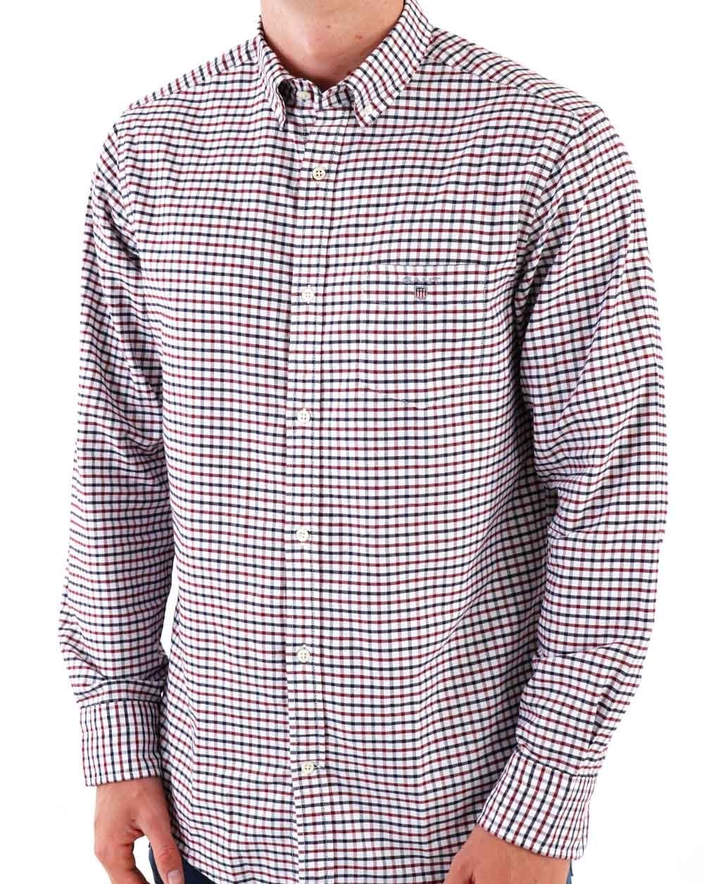 Gant Tattersall Oxford Shirt Deep Red/Navy - Image 3