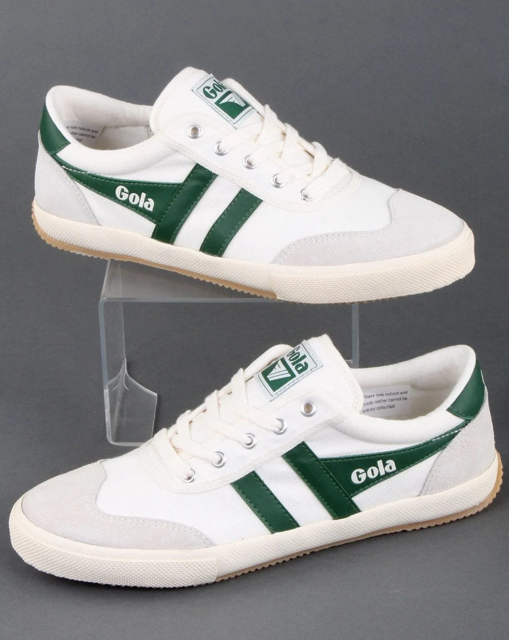 Gola Canvas Suede Trainer Off White/Green - Image 2