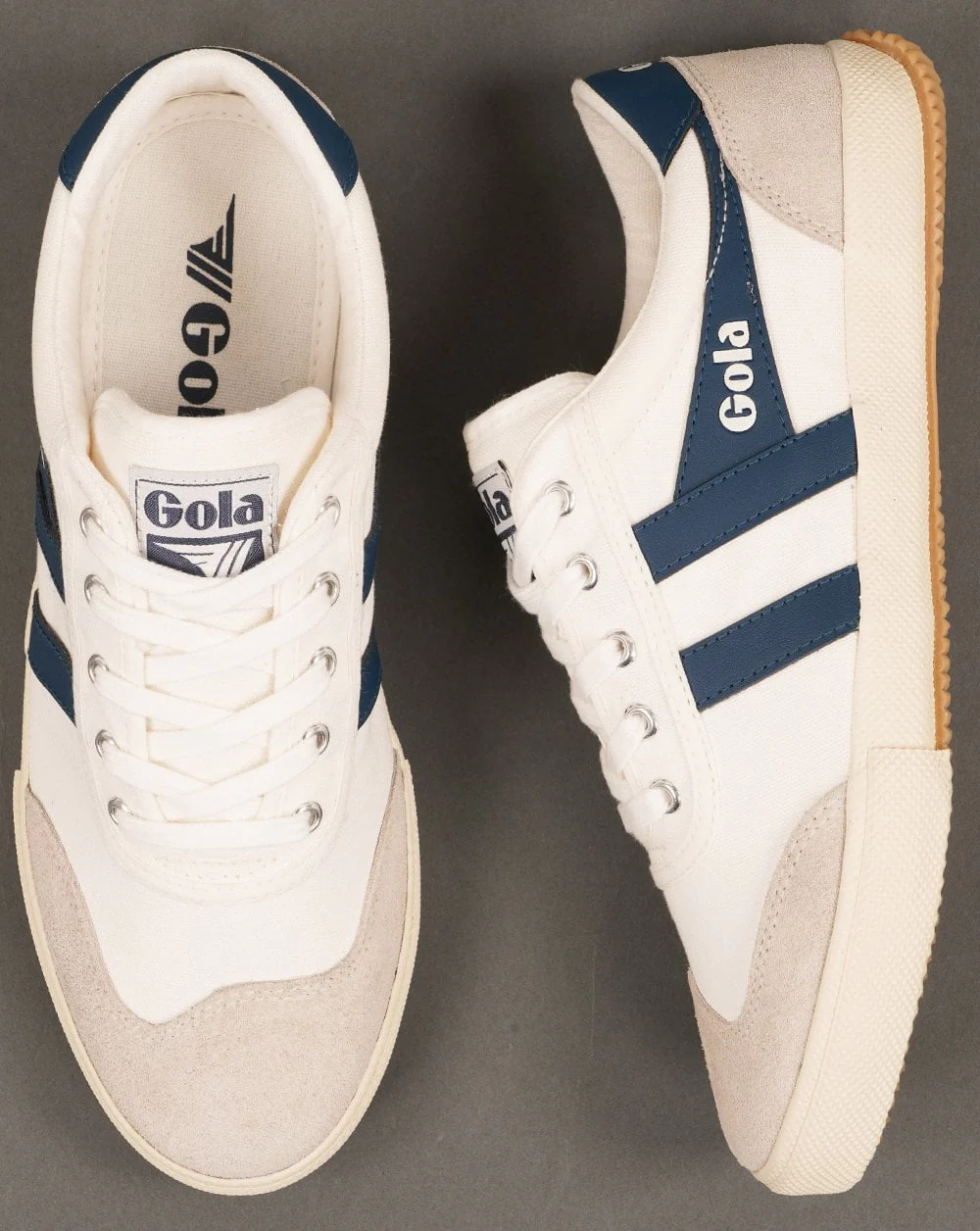 Gola Canvas Suede Trainer White / Navy - Image 4