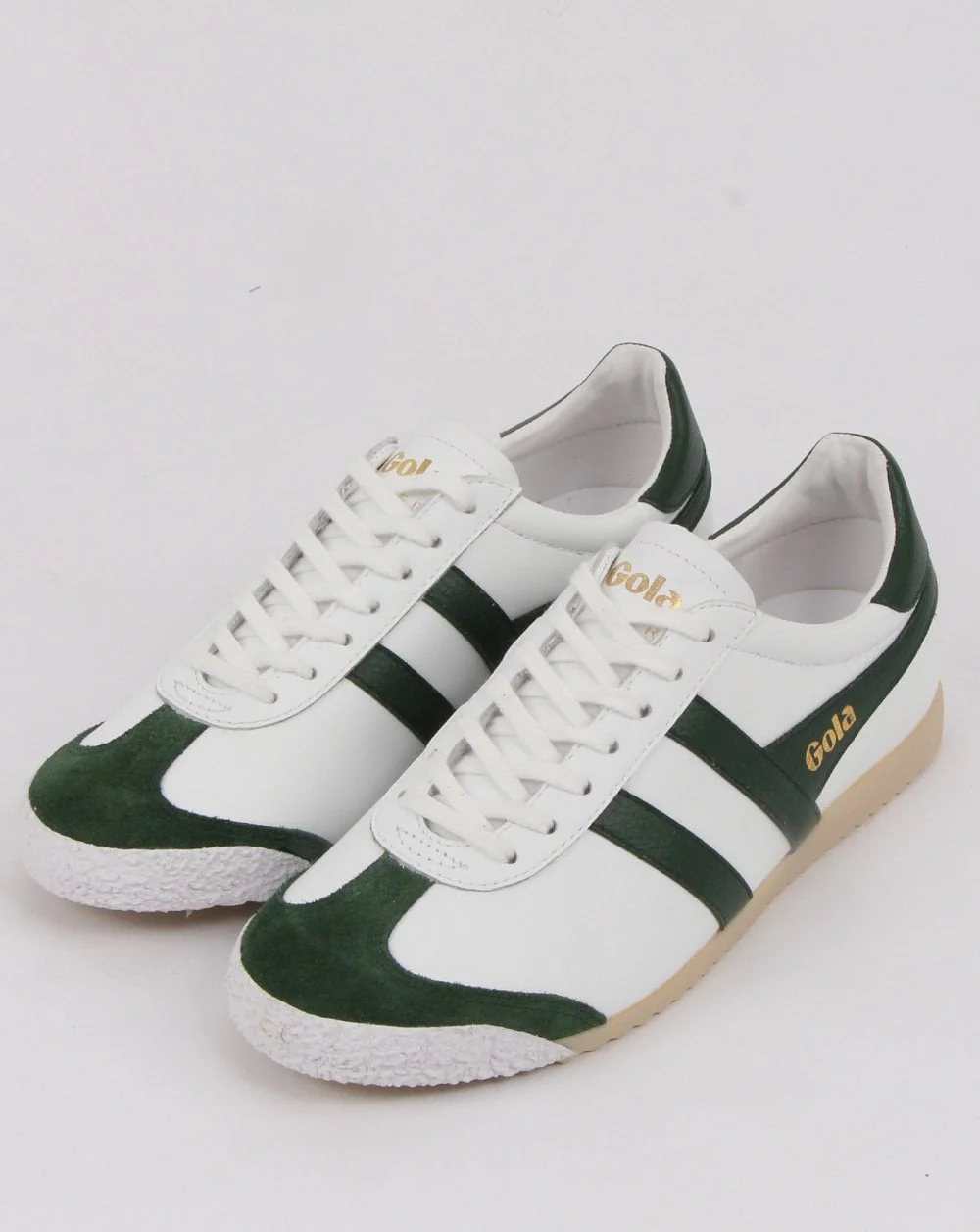 Gola Harrier 60s-70s Leather Trainer White/green - Image 3