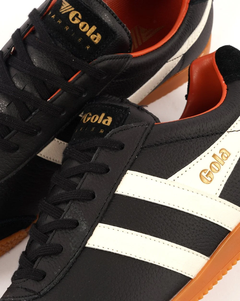 Gola Harrier Leather Trainer Black / White / Orange - Image 2