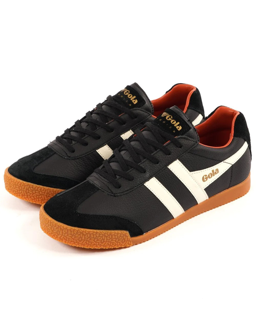 Gola Harrier Leather Trainer Black / White / Orange - Image 3