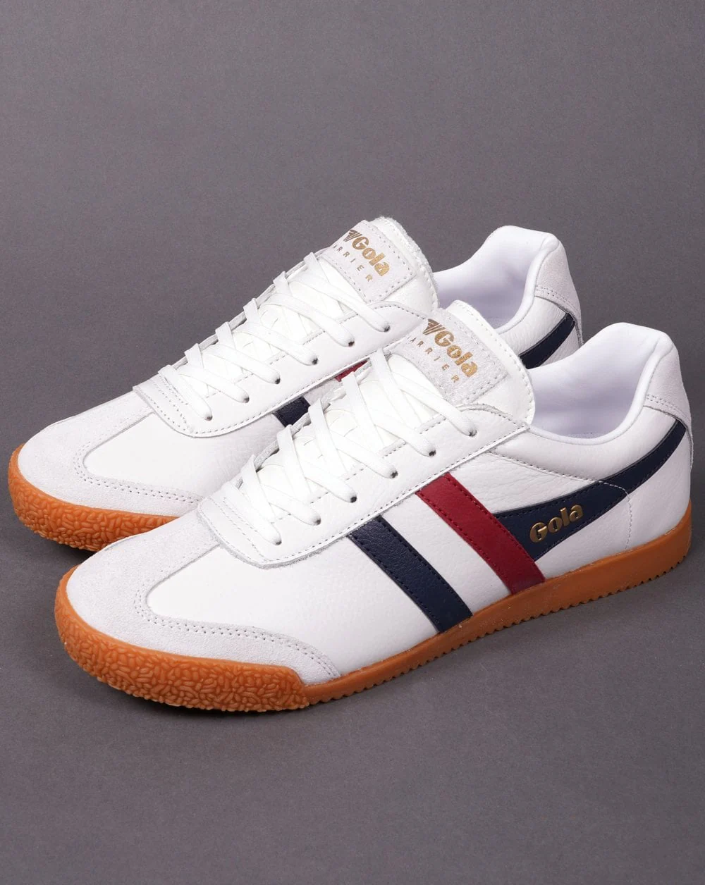 Gola Harrier Leather Trainer White/Navy/Red - Image 3
