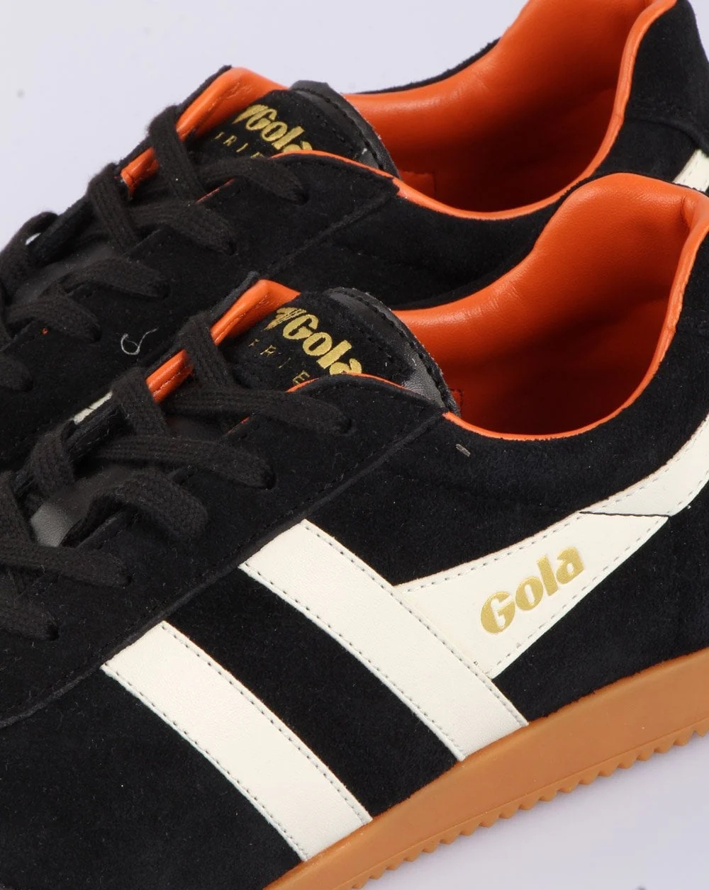 Gola Harrier Suede Trainer Black/Off White - Image 4