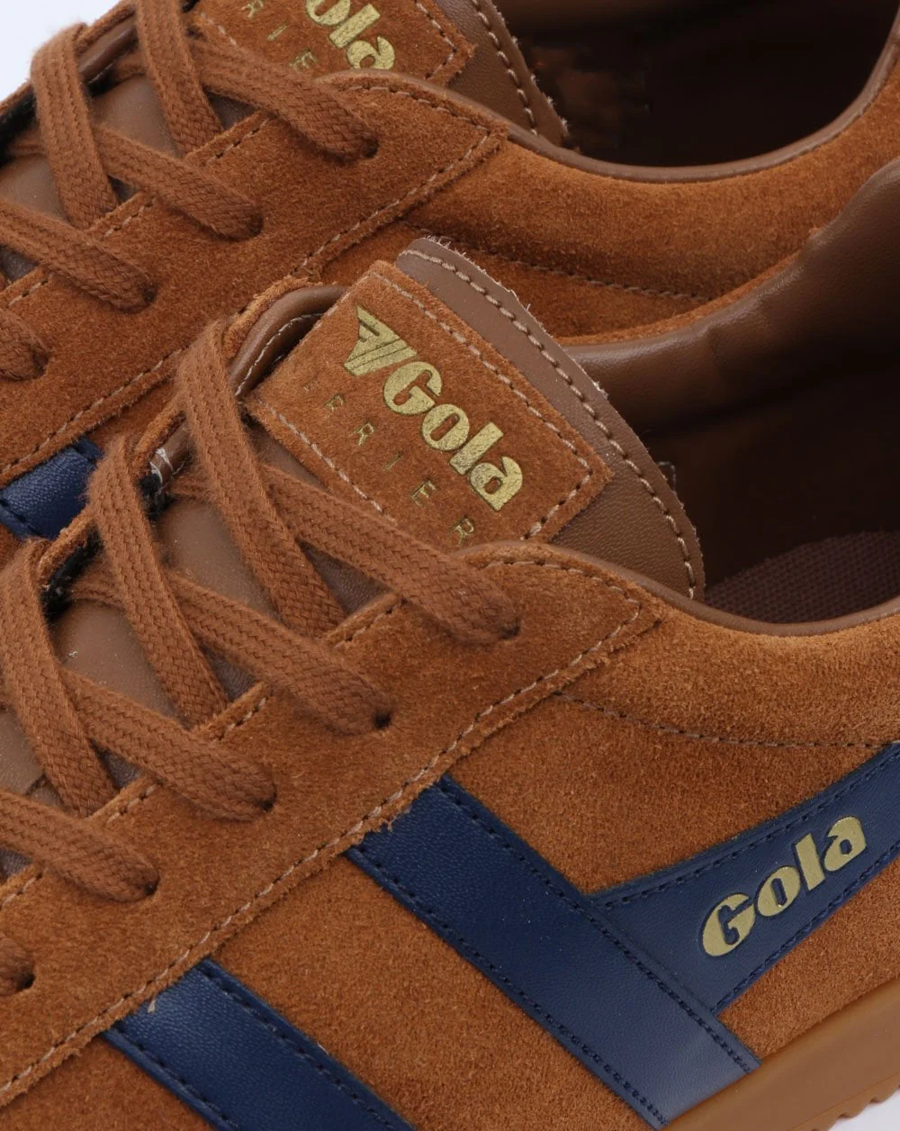 Gola Harrier Suede Trainer Caramel/navy - Image 4