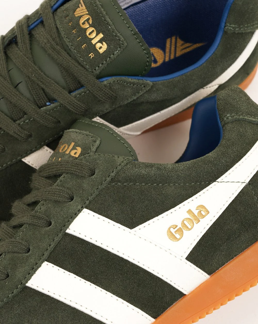 Gola Harrier Suede Trainer Dark Green/Off White/Marine - Image 3