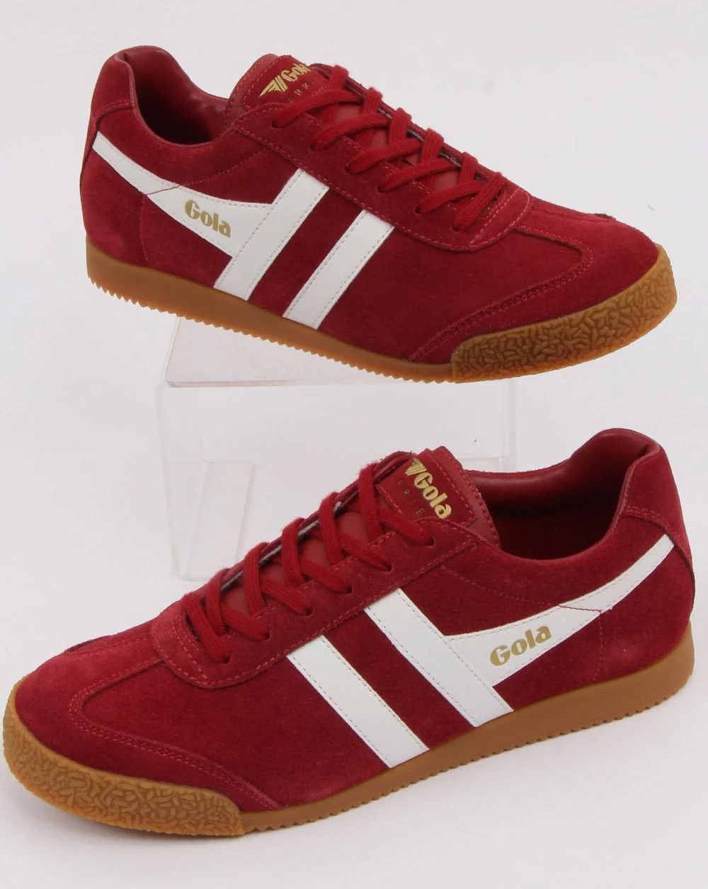 Gola Harrier Suede Trainer Deep Red/White
