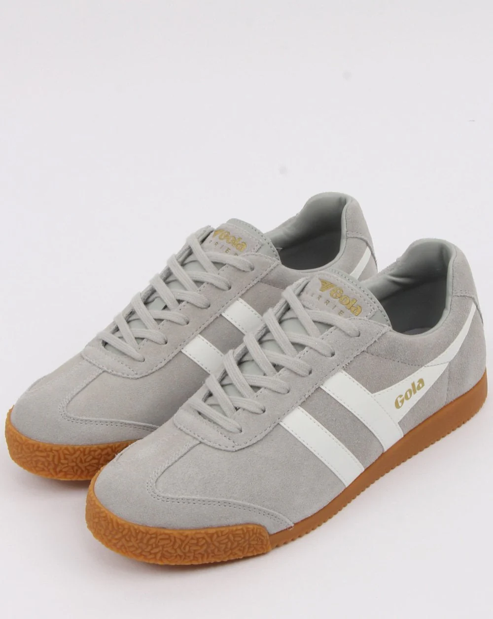 Gola Harrier Suede Trainer Light Grey/white - Image 3