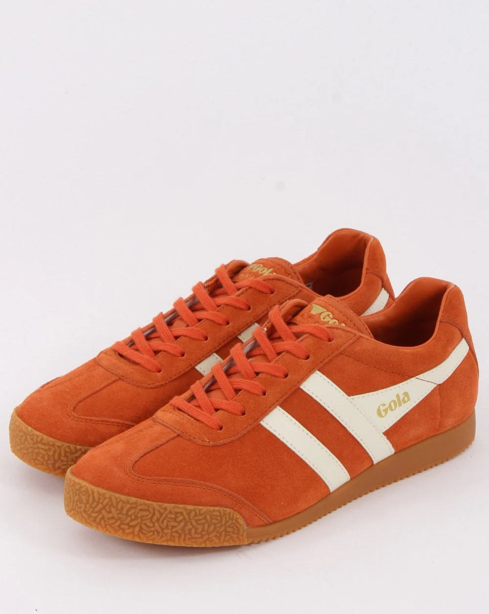Gola Harrier Suede Trainer Orange/White - Image 2