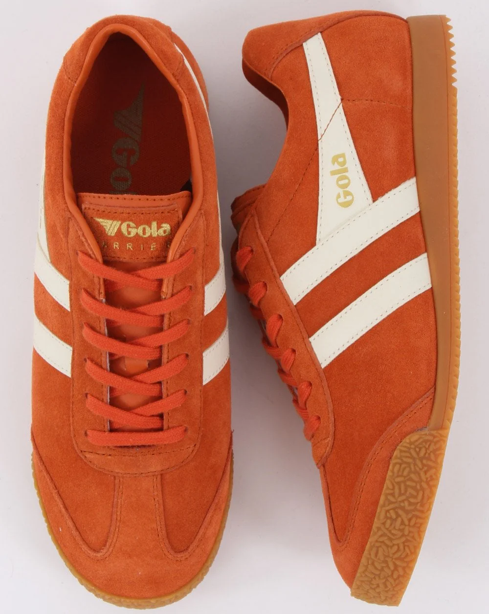 Gola Harrier Suede Trainer Orange/White - Image 4