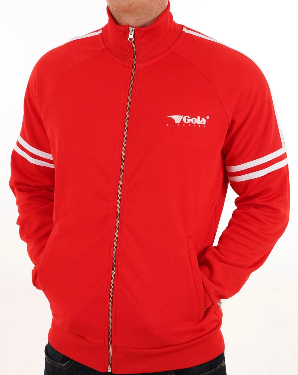 Gola Logo Striped Track Top Red - Image 4
