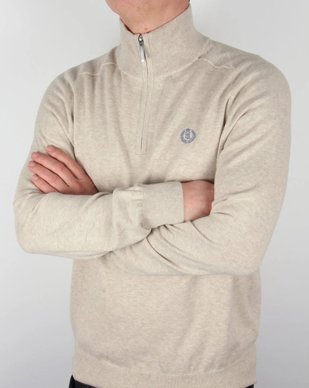 Henri Lloyd Half Zip Knit Sand Marl - Image 3