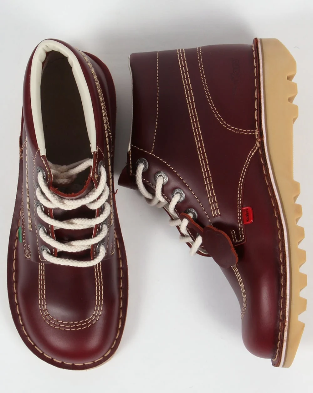Kickers Kick Hi Boots In Leather Cherry Brown - Image 2