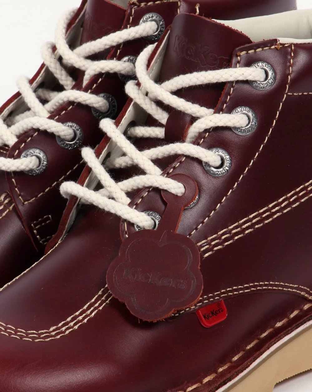 Kickers Kick Hi Boots In Leather Cherry Brown - Image 4