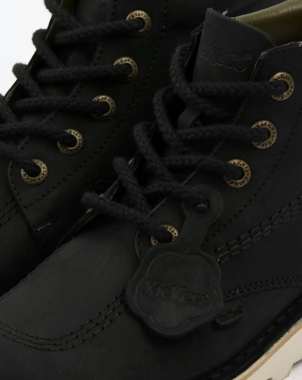 Kickers Kick Hi Leather Boots Black/Cream - Image 4