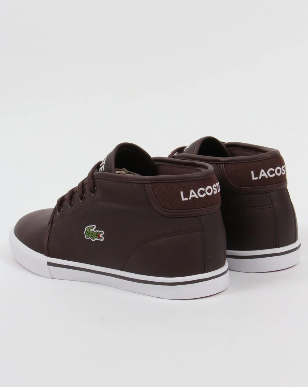 Lacoste Ampthill Leather Trainers Dark Brown - Image 4