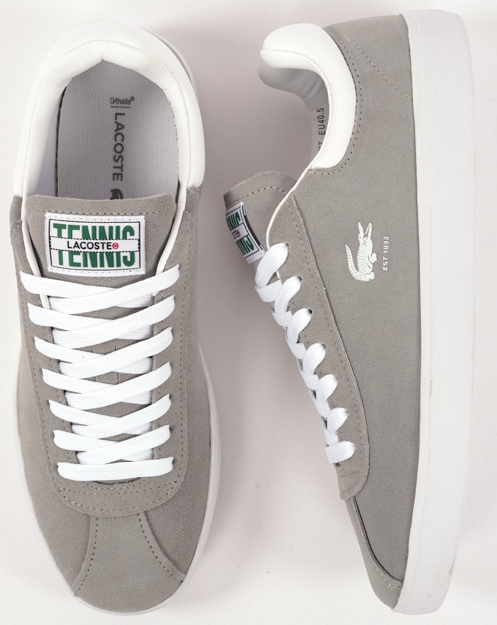 Lacoste Baseshot Trainers Grey/White - Image 4