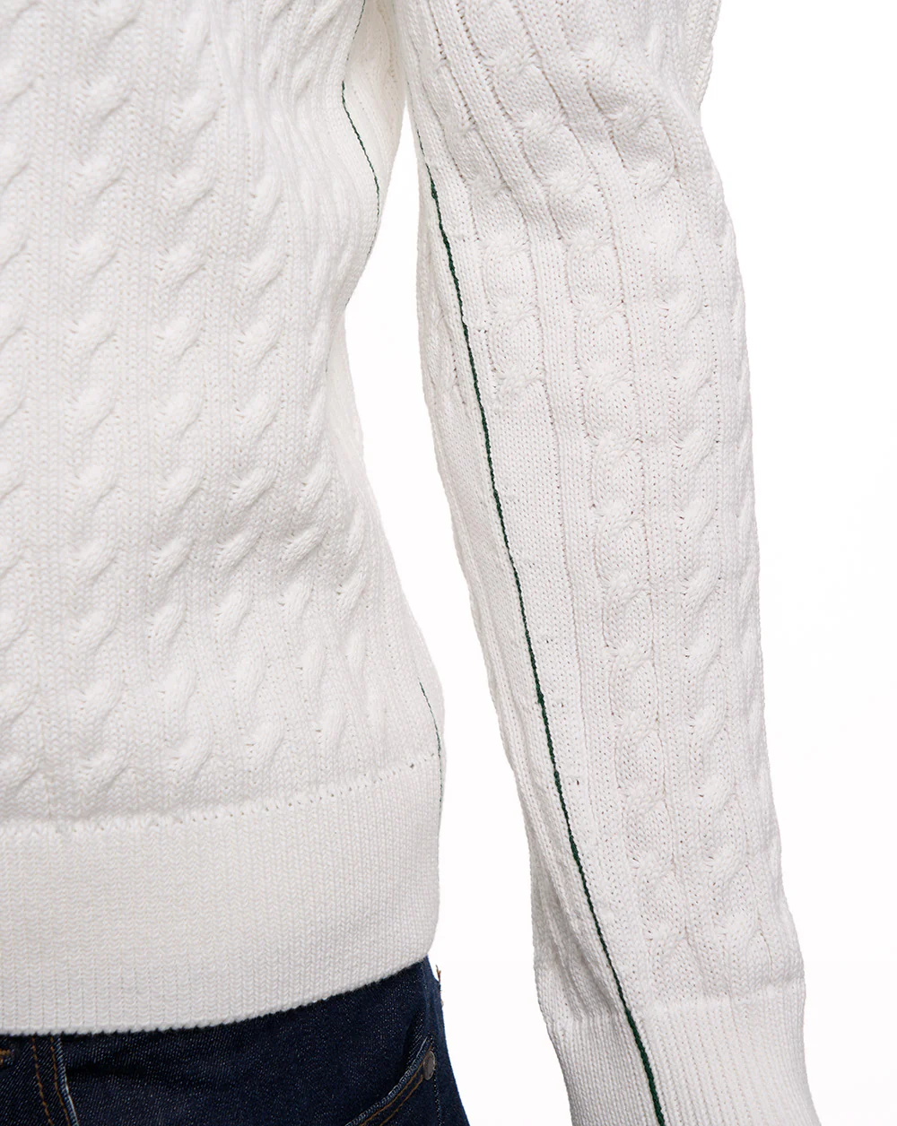 Lacoste Cable Knit Cotton Jumper Flour - Image 5