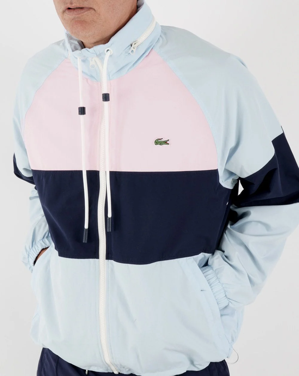 Lacoste Chest Panel Windbreaker Sky/Navy/Pink - Image 4