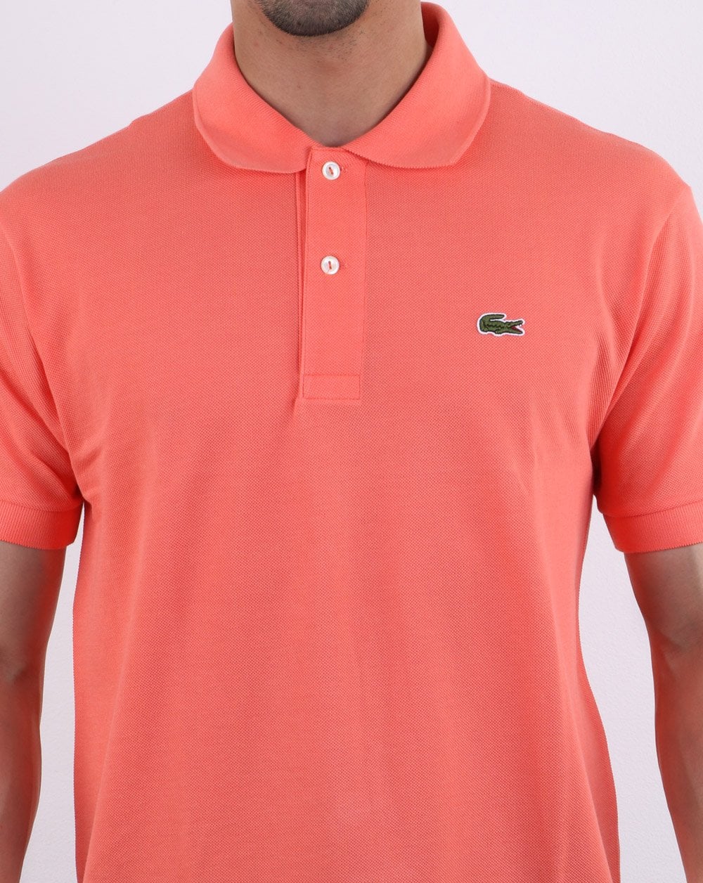Lacoste Classic Two Button Polo Shirt Coral - Image 4