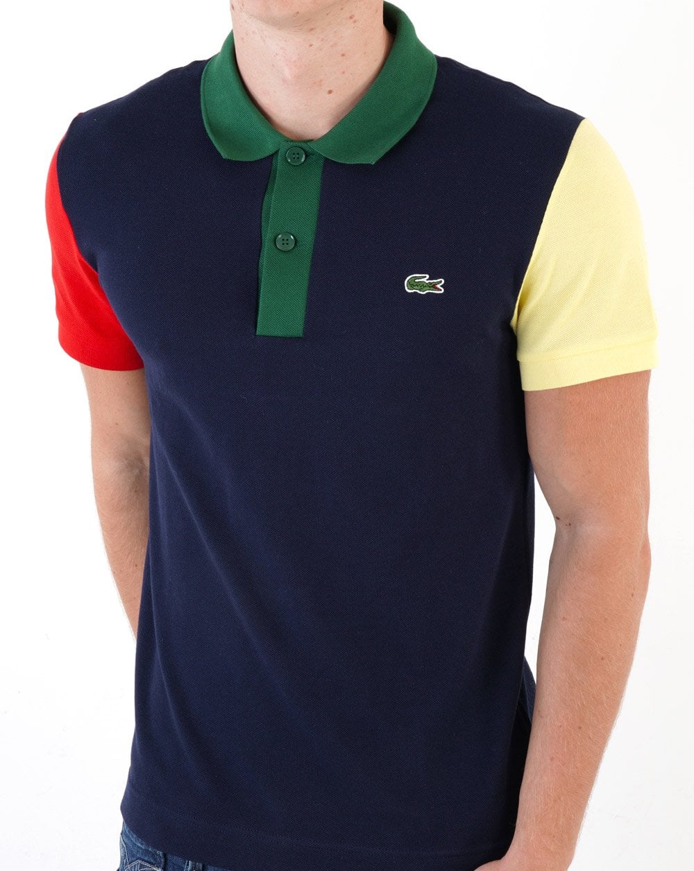 Lacoste Contrast Colour Block Polo Shirt Navy - Image 3