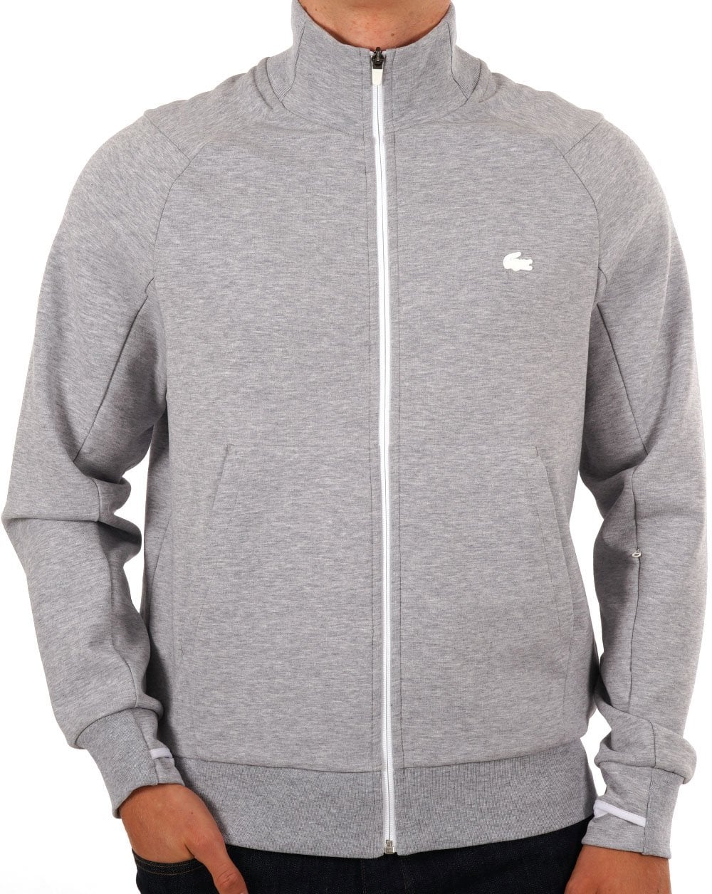 Lacoste Cotton Blend Sweat Track Top Silver Chine