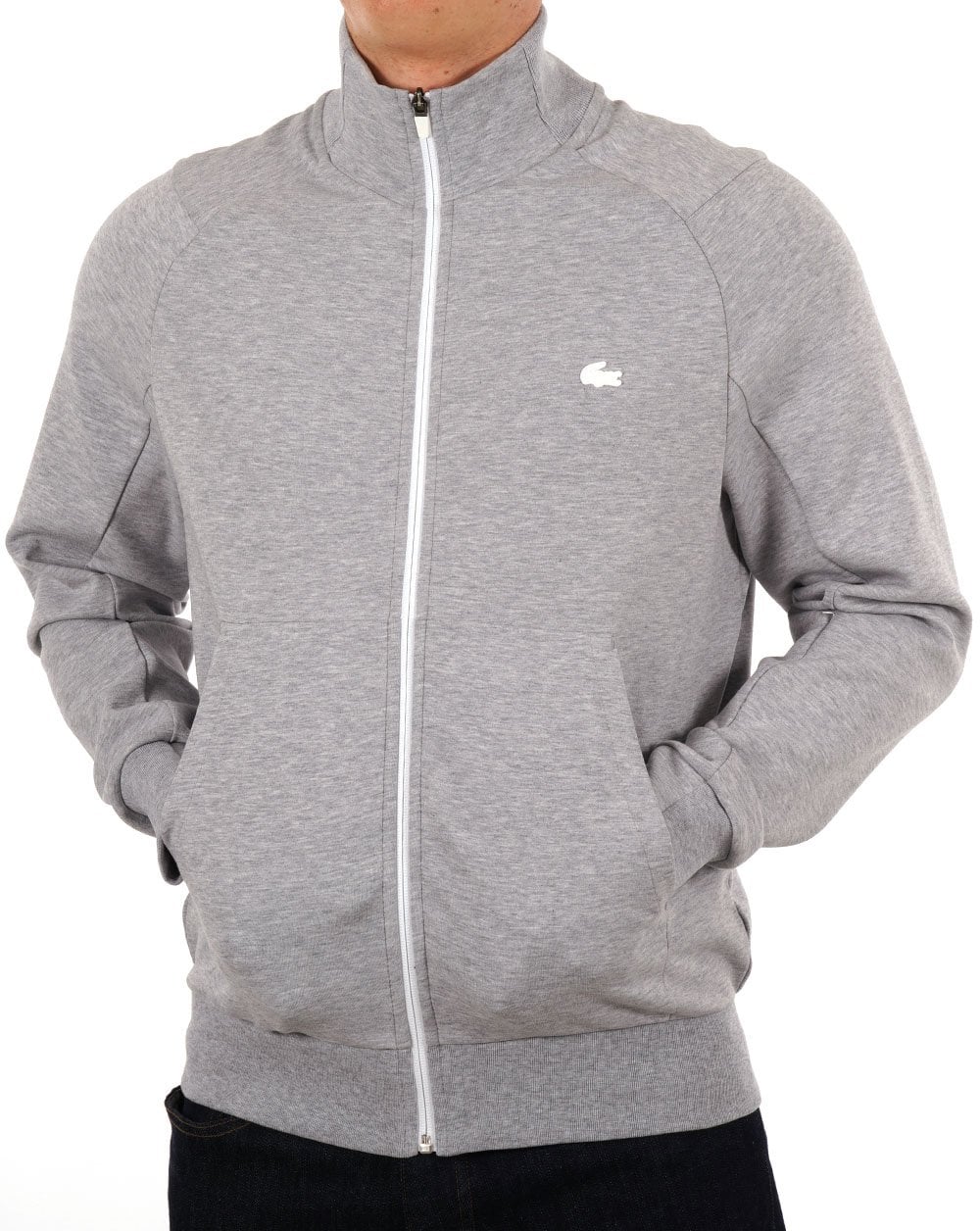 Lacoste Cotton Blend Sweat Track Top Silver Chine - Image 4