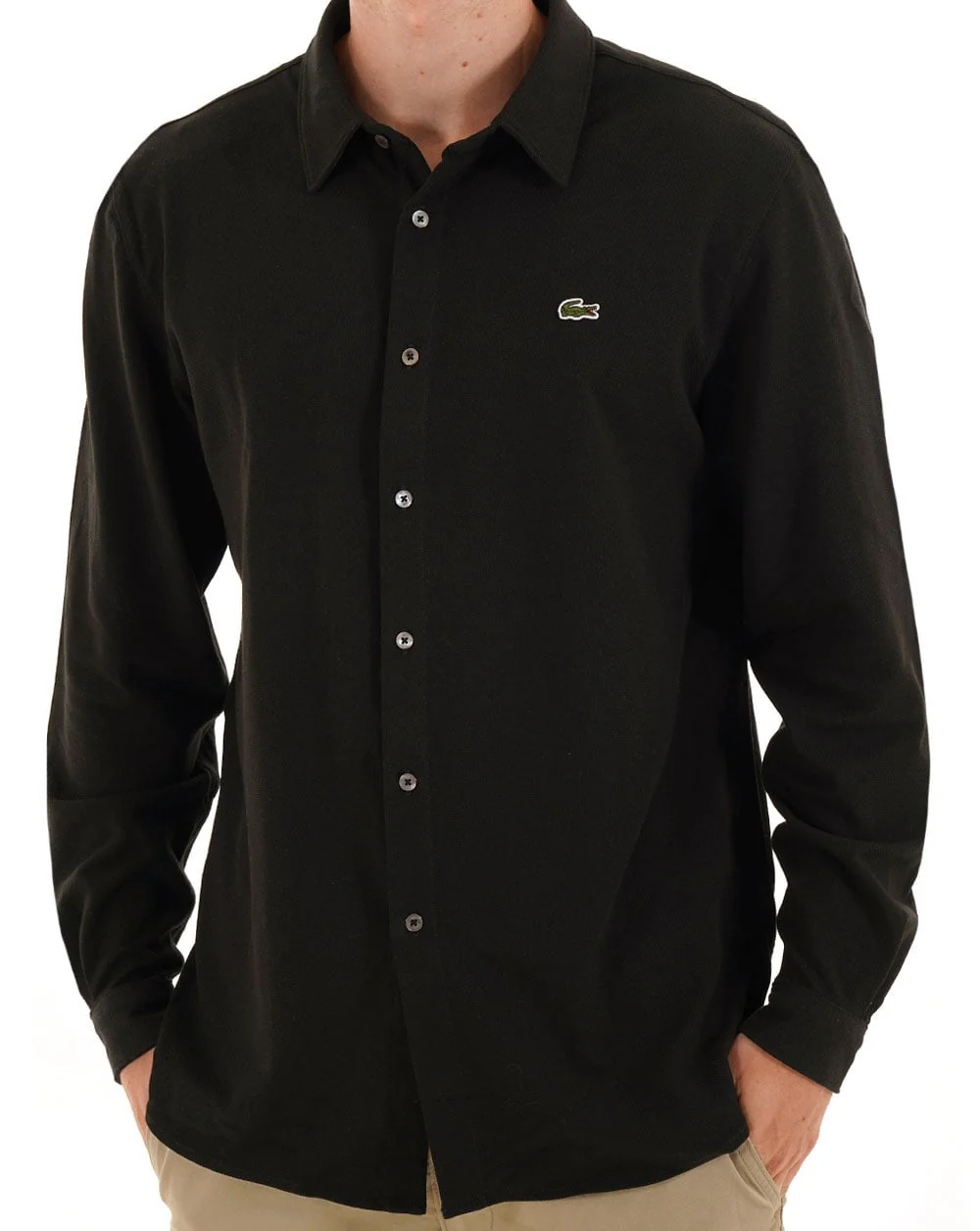 Lacoste Cotton Pique Shirt Black - Image 3