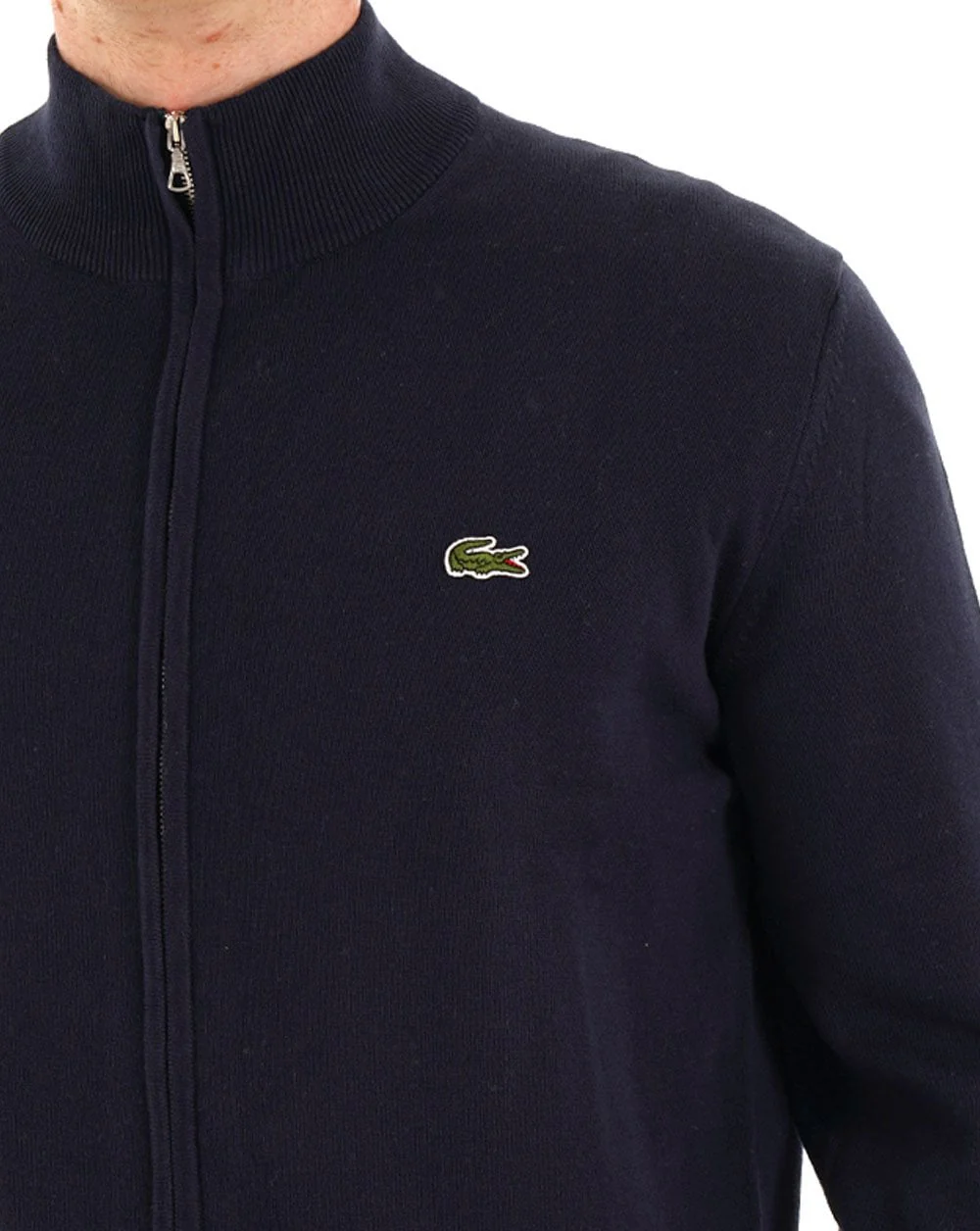Lacoste Cotton Zip Through Sweater Navy - Image 3