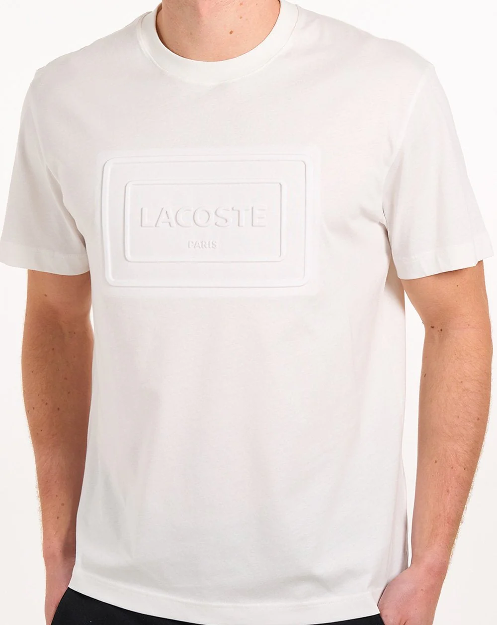 Lacoste Embossed Logo T Shirt Flour - Image 2