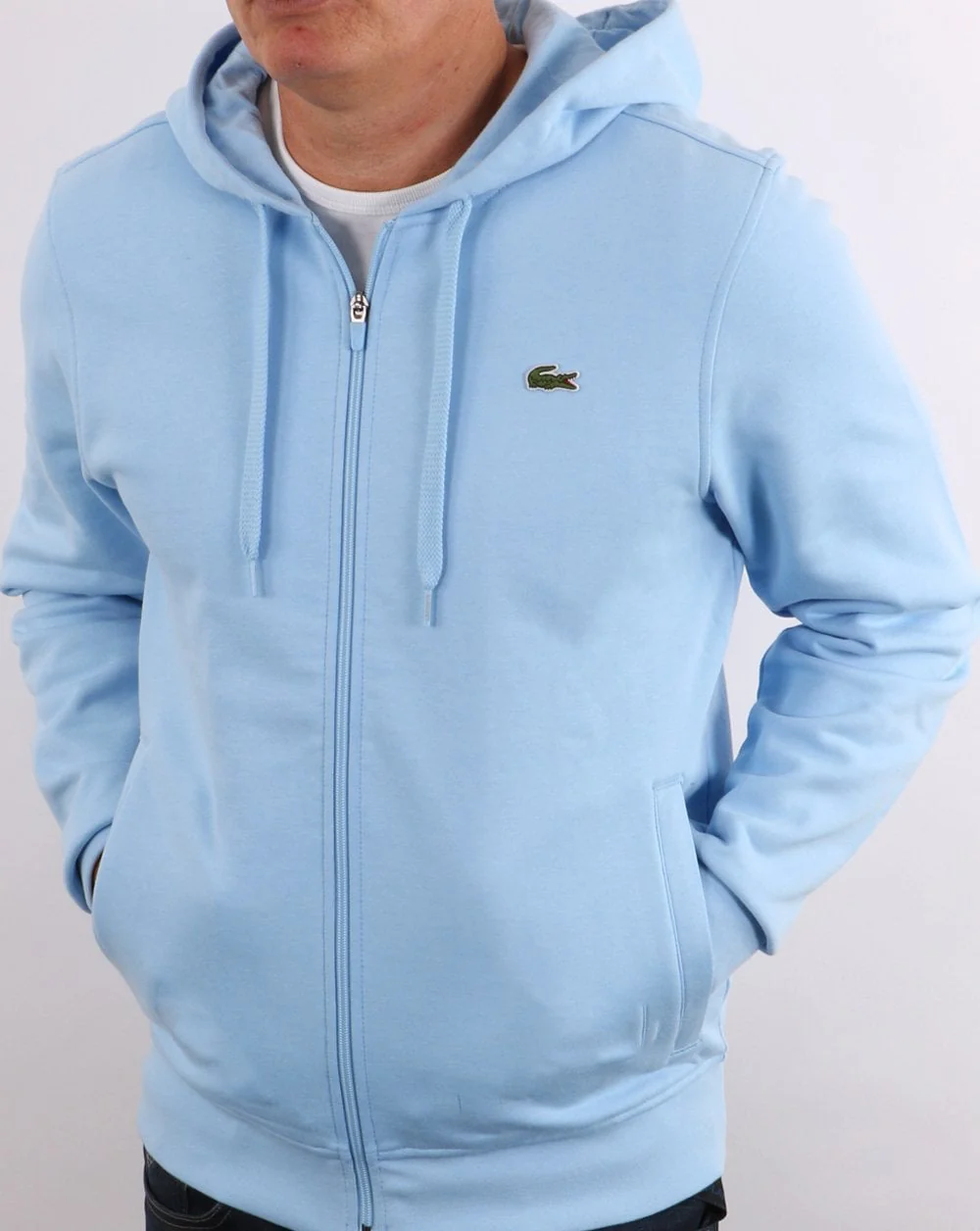 Lacoste Full Zip Hoodie Sky Blue - Image 2