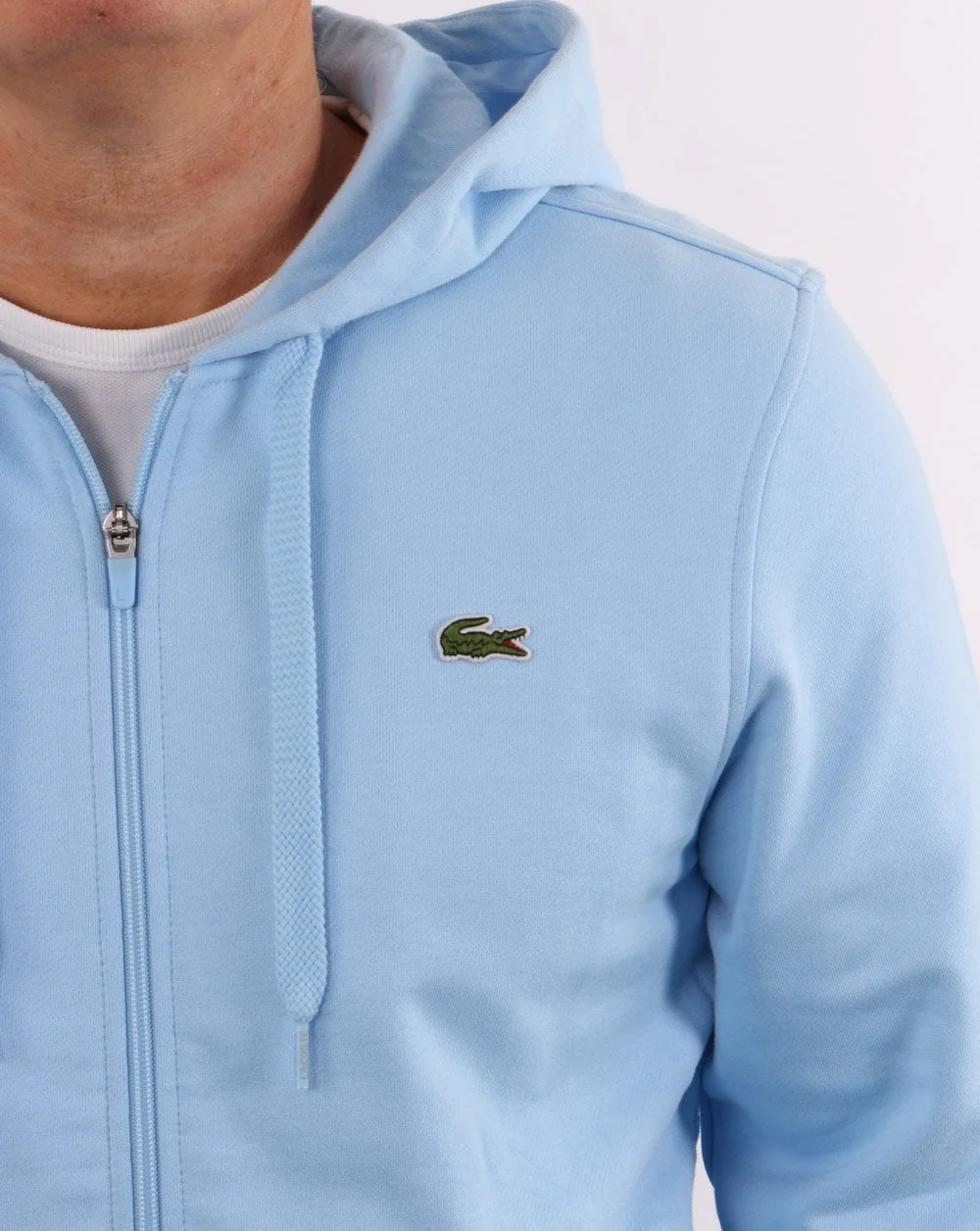 Lacoste Full Zip Hoodie Sky Blue - Image 3