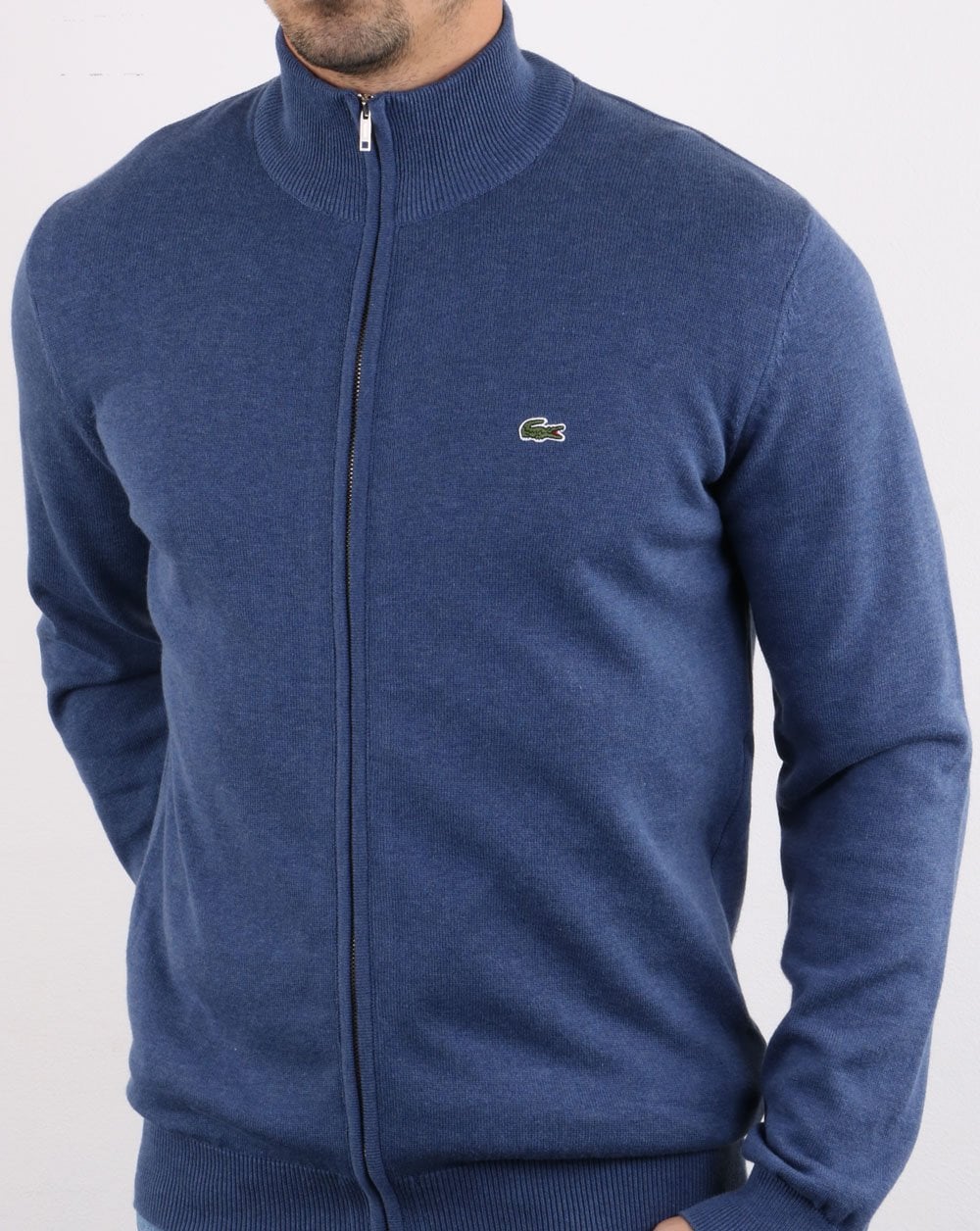 Lacoste Funnel Neck Zip Knitted Jumper Blue - Image 2