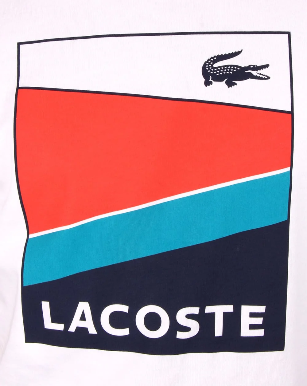 Lacoste Geometric Print T Shirt White/etna Red - Image 2