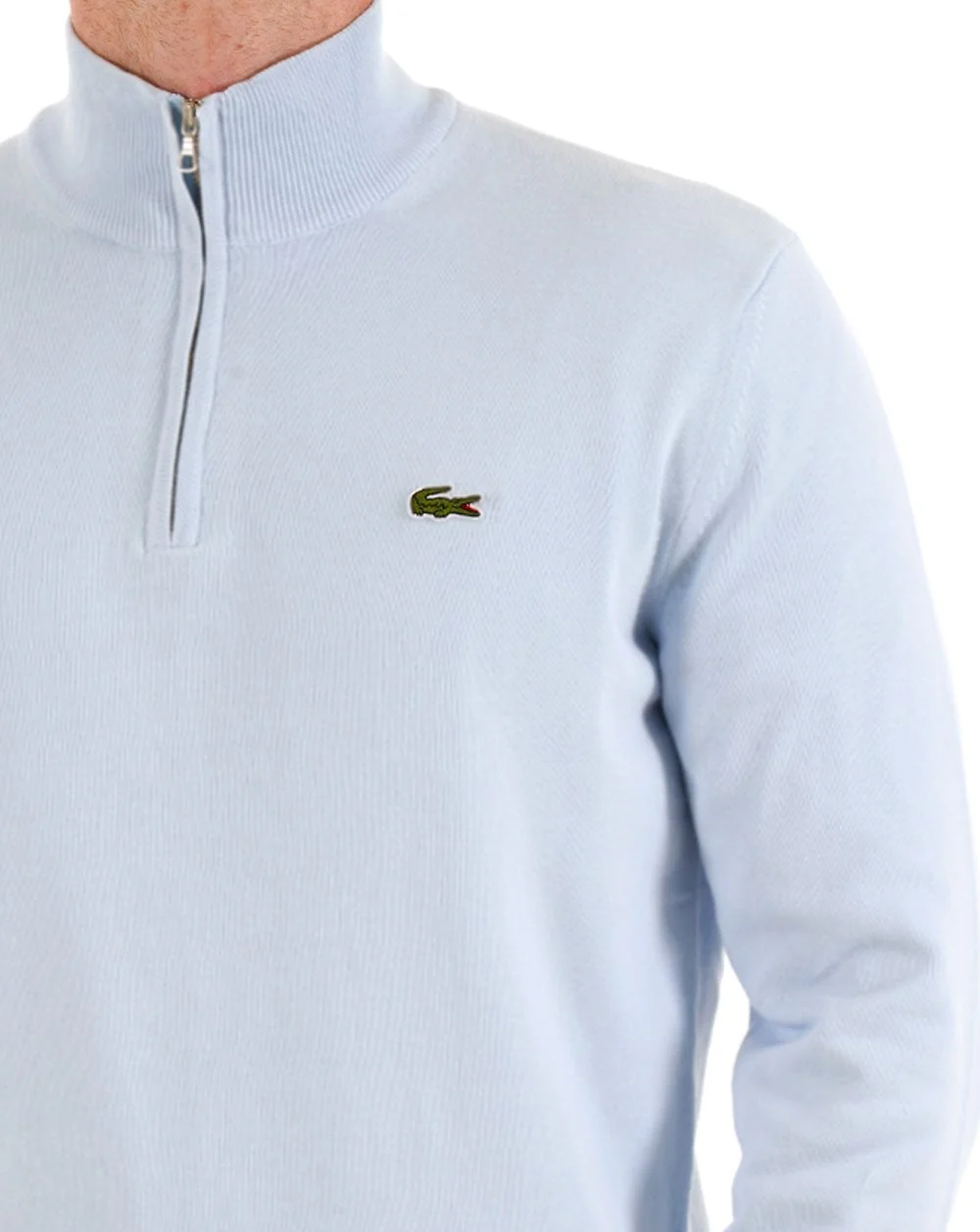 Lacoste Half Zip Knit Jumper Light Blue - Image 2