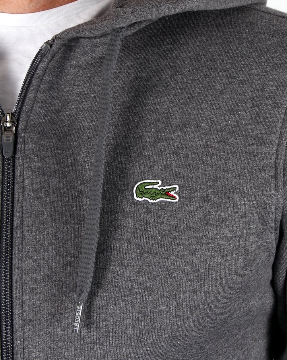 Lacoste Hooded Full Zip Sweatshirt Dark Grey - Image 2