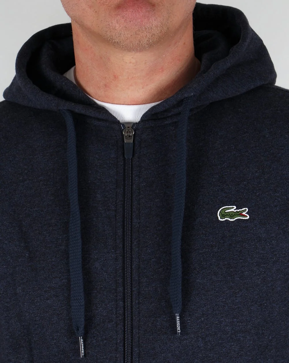Lacoste Hooded Full Zip Sweatshirt Navy Marl - Image 2