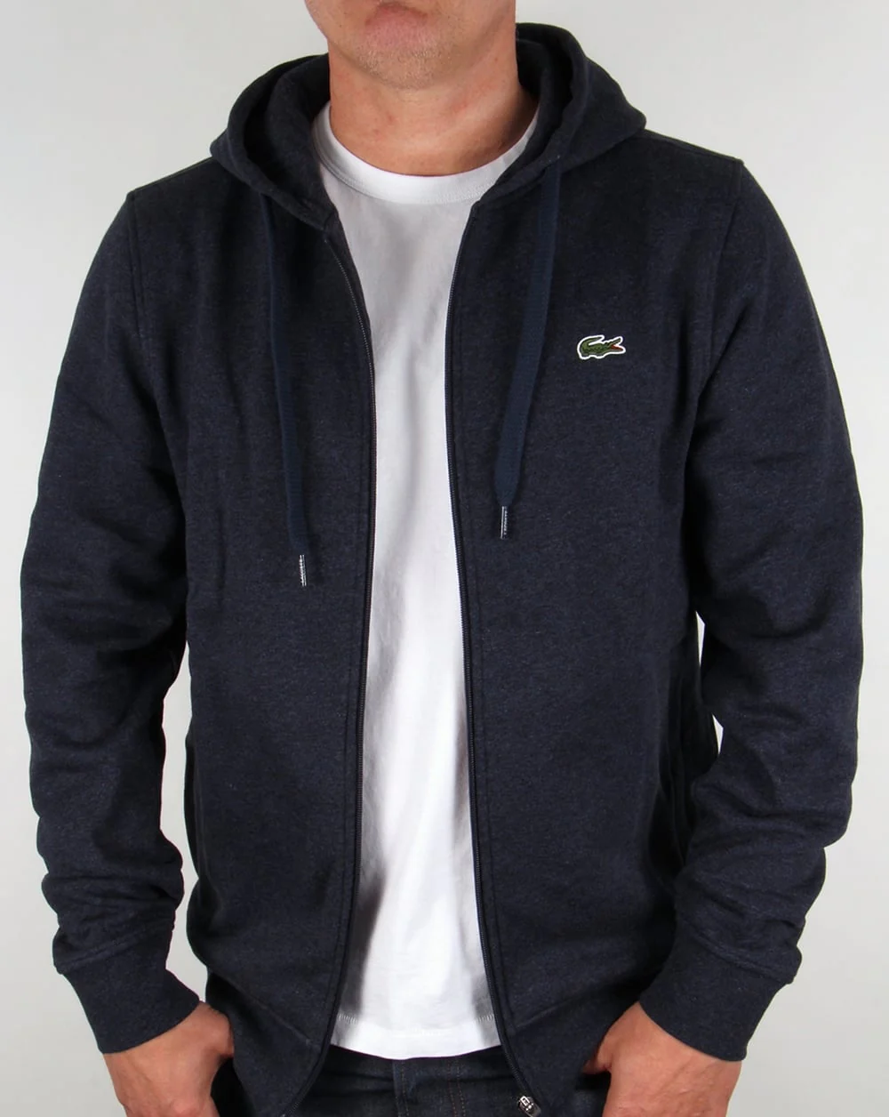 Lacoste Hooded Full Zip Sweatshirt Navy Marl - Image 3
