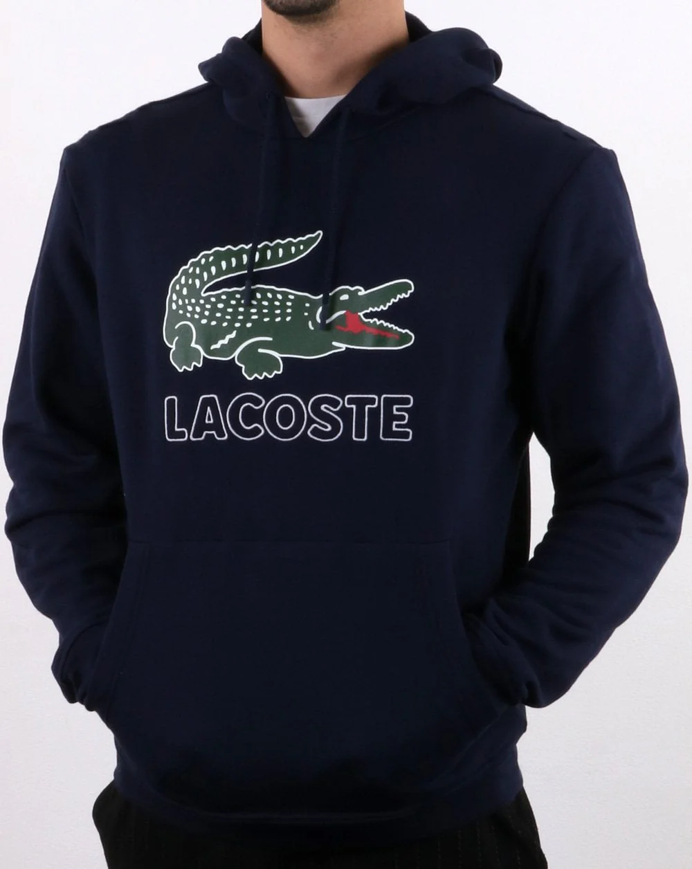 Lacoste Hooded Logo Sweatshirt Navy - Image 3