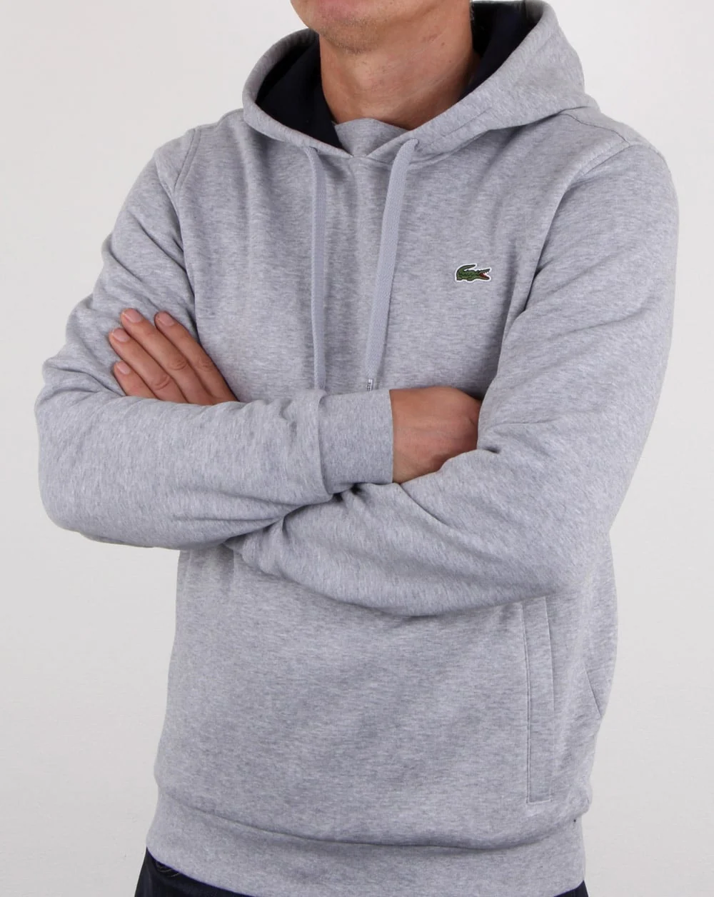 Lacoste Hooded Overhead Sweat Silver Chine/navy - Image 4