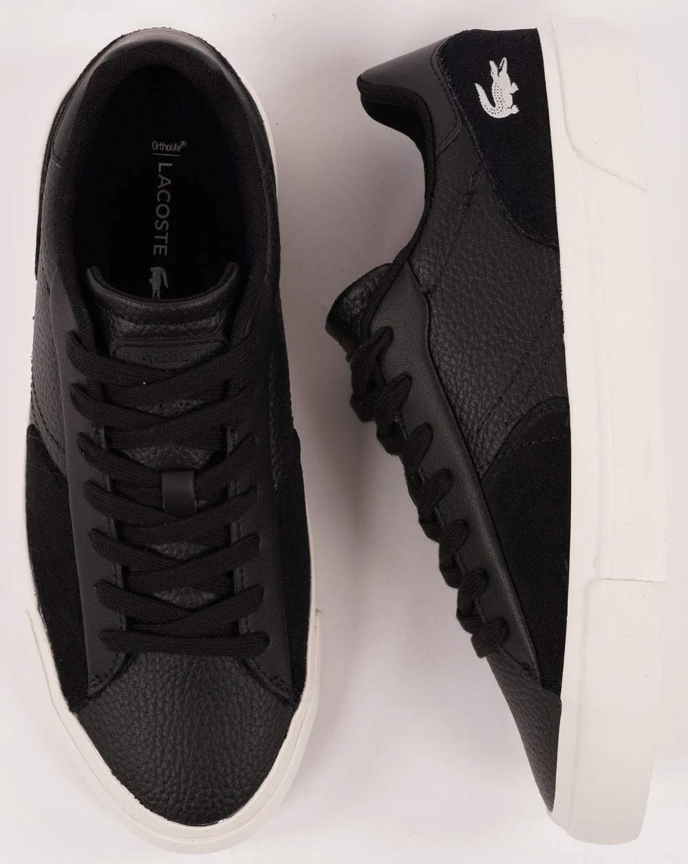 Lacoste L006 Leather Trainer Black/White - Image 3
