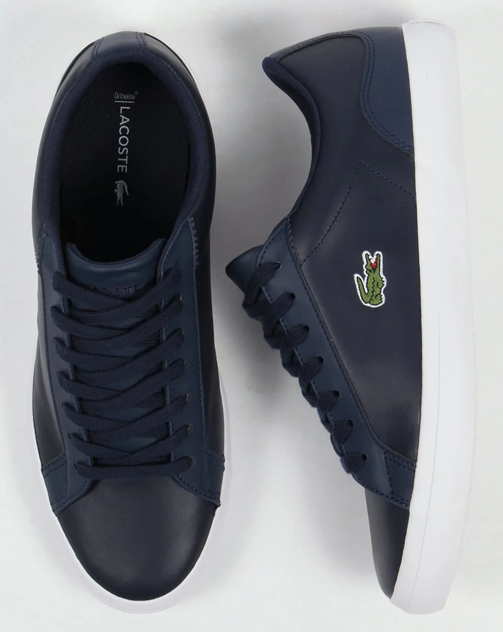 Lacoste Lerond Leather Trainers Navy - Image 2