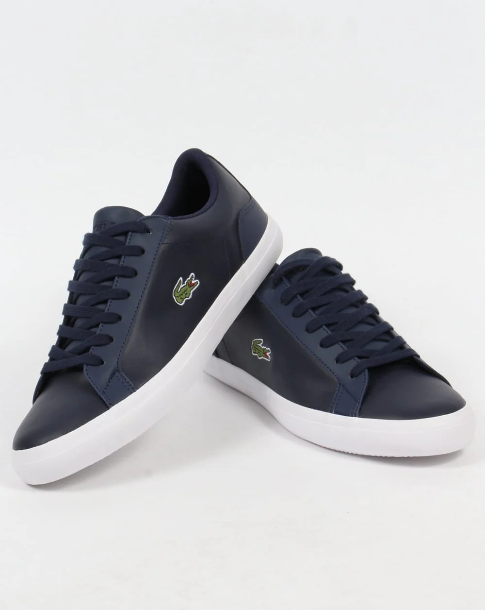 Lacoste Lerond Leather Trainers Navy - Image 3